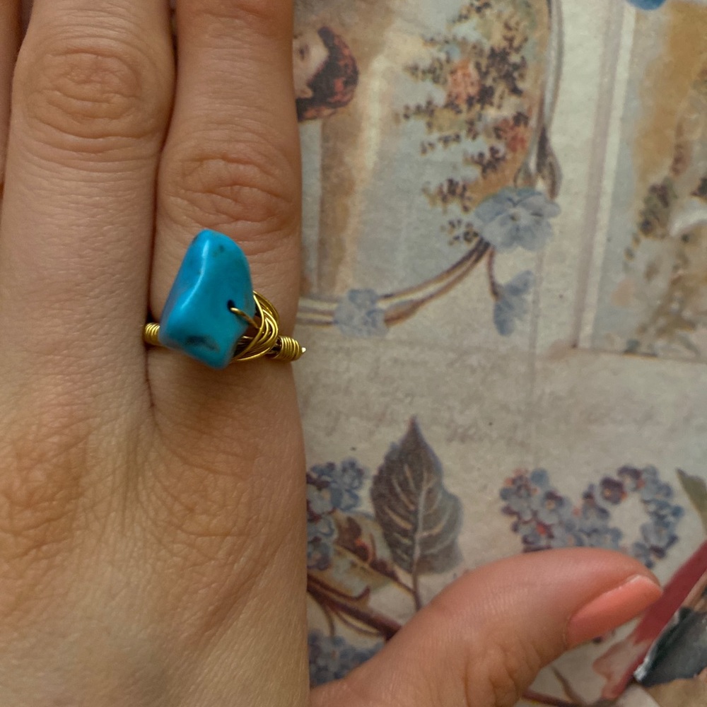 Turquoise wrapped stone